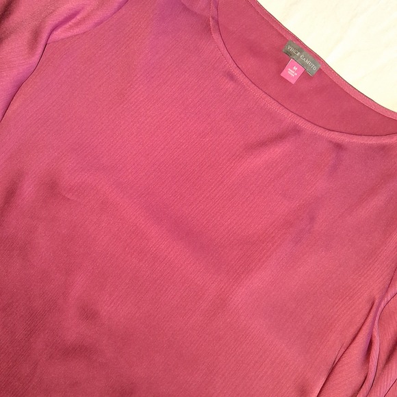 Vince Camuto Tops - Vince Camuto Pink Rose Ribbed Bell Sleeve Top Blouse Women M NWT